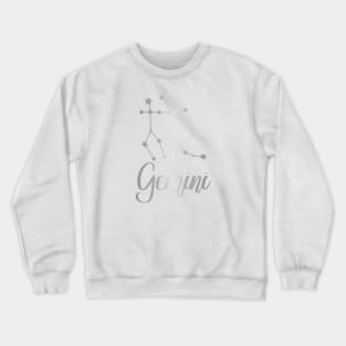 Gemini Zodiac Constellation in Silver Crewneck Sweatshirt